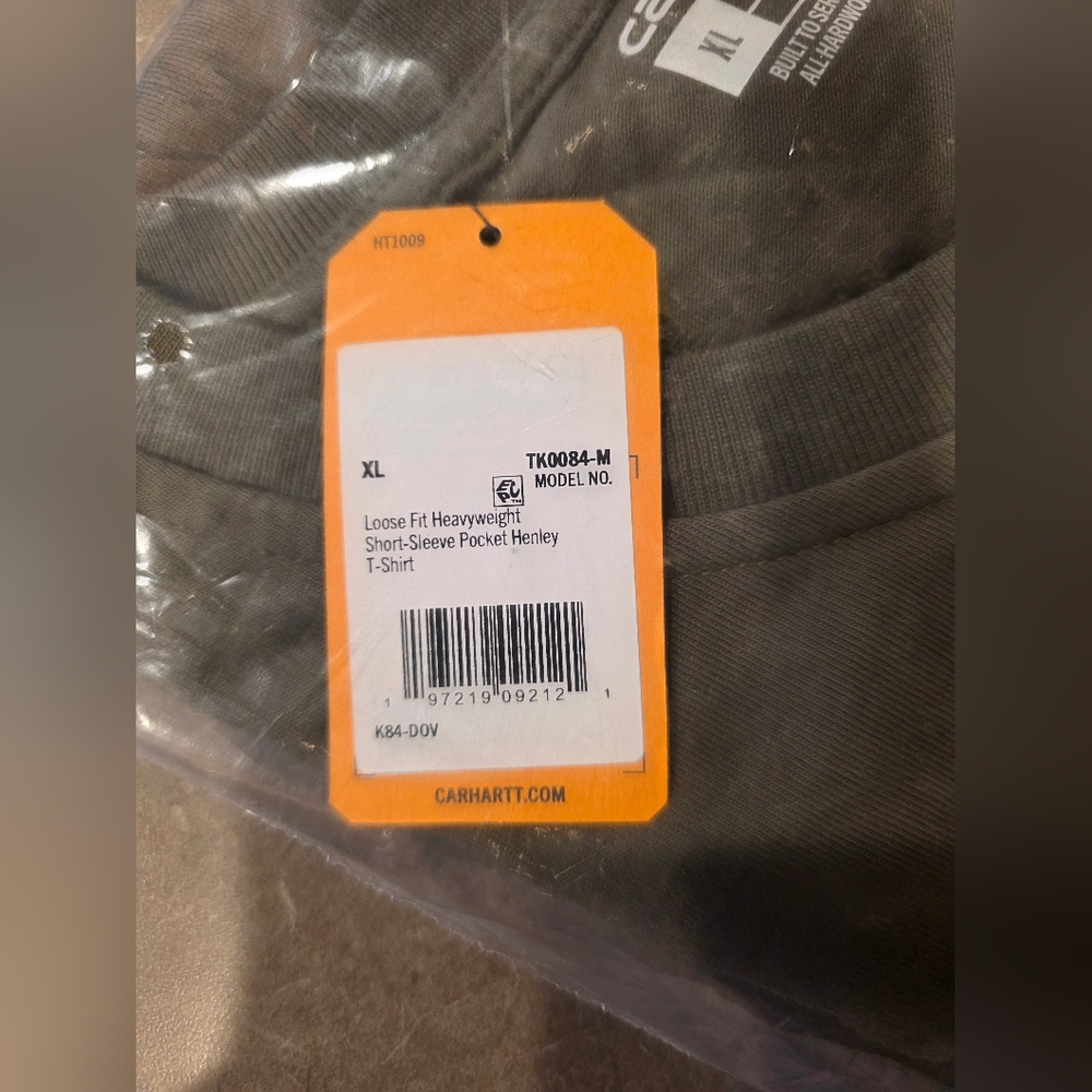 Carhartt Men's Olive Short Sleeve Henley - Picture 3 of 4